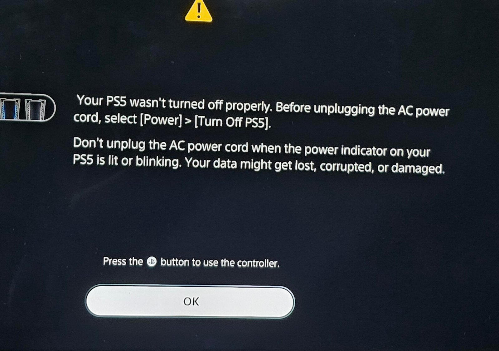 Ps5 Was Not Turned Off Properly